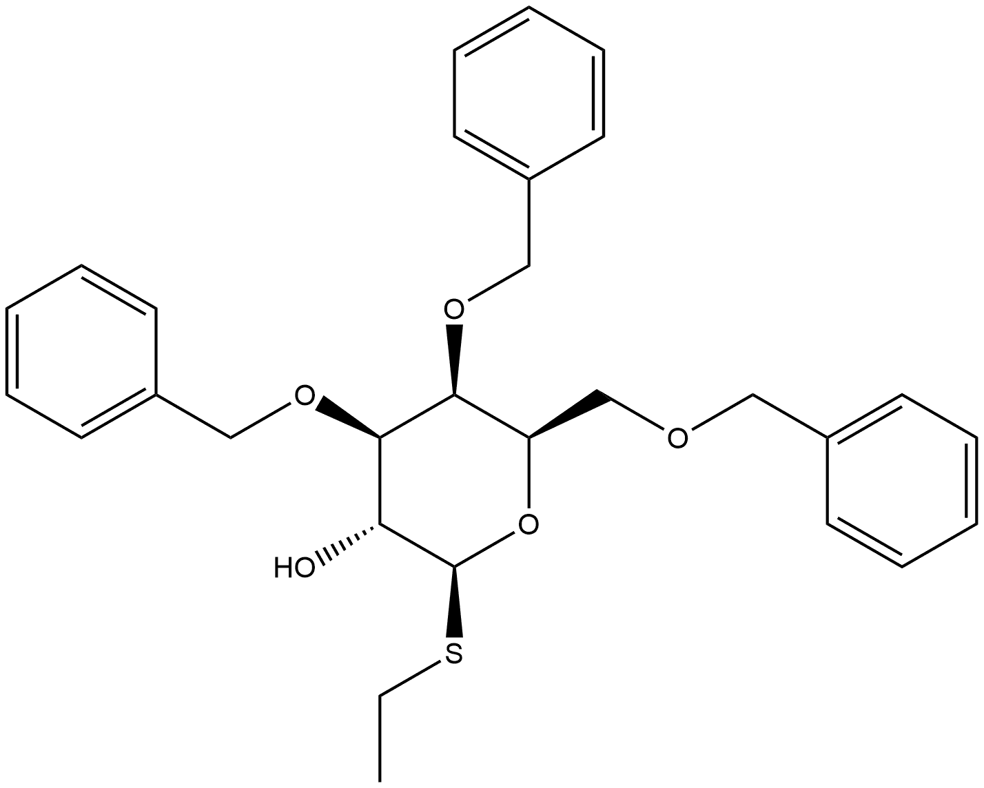 Ethyl 3,4,6-tri-O-benzyl-1-thio-β-D-galactopyranoside Struktur