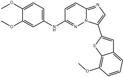 Imidazo[1,2-b]pyridazin-6-amine, N-(3,4-dimethoxyphenyl)-3-(7-methoxybenzo[b]thien-2-yl)- Struktur