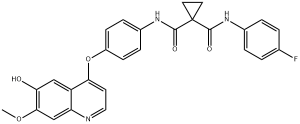 1,1-Cyclopropanedicarboxamide, N-(4-fluorophenyl)-N'-[4-[(6-hydroxy-7-methoxy-4-quinolinyl)oxy]phenyl]- 結(jié)構(gòu)式