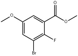 3-溴-2-氟-5-甲氧基苯甲酸甲酯, 1628540-02-2, 結(jié)構(gòu)式