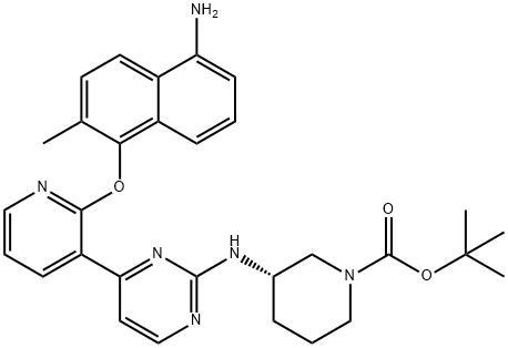 1-Piperidinecarboxylic acid, 3-[[4-[2-[(5-amino-2-methyl-1-naphthalenyl)oxy]-3-pyridinyl]-2-pyrimidinyl]amino]-, 1,1-dimethylethyl ester, (3S)- Struktur