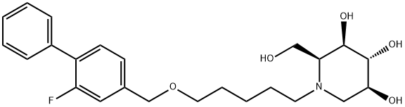 3,4,5-Piperidinetriol, 1-[5-[(2-fluoro[1,1'-biphenyl]-4-yl)methoxy]pentyl]-2-(hydroxymethyl)-, (2S,3R,4R,5S)- Struktur