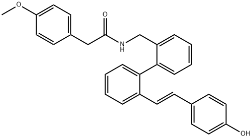 Benzeneacetamide, N-[[2'-[(1E)-2-(4-hydroxyphenyl)ethenyl][1,1'-biphenyl]-2-yl]methyl]-4-methoxy- Struktur