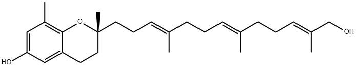 2H-1-Benzopyran-6-ol, 3,4-dihydro-2-[(3E,7E,11E)-13-hydroxy-4,8,12-trimethyl-3,7,11-tridecatrien-1-yl]-2,8-dimethyl-, (2R)- Struktur