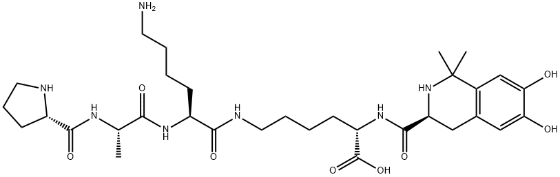 L-Lysine, N6-(L-prolyl-L-alanyl-L-lysyl)-N2-[[(3S)-1,2,3,4-tetrahydro-6,7-dihydroxy-1,1-dimethyl-3-isoquinolinyl]carbonyl]- Struktur