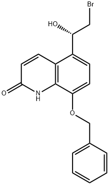 2(1H)-Quinolinone, 5-[(1S)-2-bromo-1-hydroxyethyl]-8-(phenylmethoxy)- Struktur