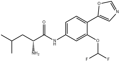 Pentanamide, 2-amino-N-[3-(difluoromethoxy)-4-(5-oxazolyl)phenyl]-4-methyl-, (2R)- Struktur