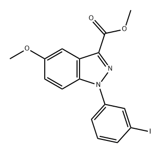 1H-Indazole-3-carboxylic acid, 1-(3-iodophenyl)-5-methoxy-, methyl ester Struktur