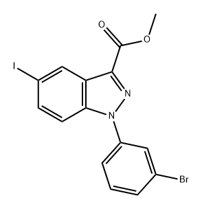 1H-Indazole-3-carboxylic acid, 1-(3-bromophenyl)-5-iodo-, methyl ester Struktur