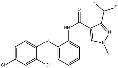 1H-Pyrazole-4-carboxamide, N-[2-(2,4-dichlorophenoxy)phenyl]-3-(difluoromethyl)-1-methyl- Struktur