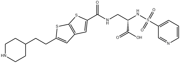 L-Alanine, 3-[[[5-[2-(4-piperidinyl)ethyl]thieno[2,3-b]thien-2-yl]carbonyl]amino]-N-(3-pyridinylsulfonyl)- Struktur