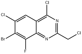 7-bromo-4,6-dichloro-2-(chloromethyl)-8-fluoroquinazoline Struktur