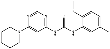 Urea, N-(2-methoxy-5-methylphenyl)-N'-[6-(1-piperidinyl)-4-pyrimidinyl]- Struktur