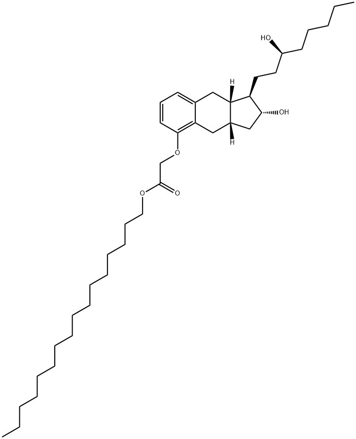 Acetic acid, 2-[[(1R,2R,3aS,9aS)-2,3,3a,4,9,9a-hexahydro-2-hydroxy-1-[(3S)-3-hydroxyoctyl]-1H-benz[f]inden-5-yl]oxy]-, hexadecyl ester Struktur