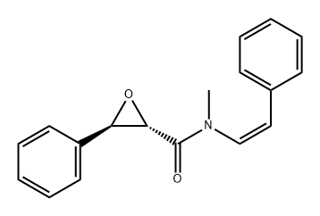 2-Oxiranecarboxamide, N-methyl-3-phenyl-N-[(1Z)-2-phenylethenyl]-, (2S,3R)- Struktur