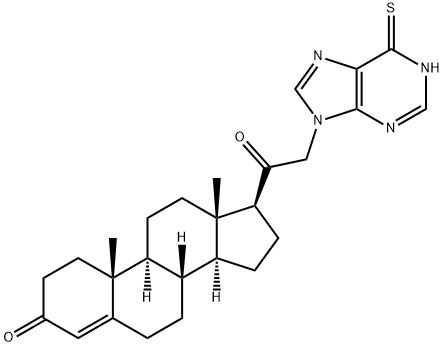 Pregn-4-ene-3,20-dione, 21-(1,6-dihydro-6-thioxo-9H-purin-9-yl)- Struktur