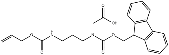 Glycine, N-[(9H-fluoren-9-ylmethoxy)carbonyl]-N-[3-[[(2-propen-1-yloxy)carbonyl]amino]propyl]- Struktur