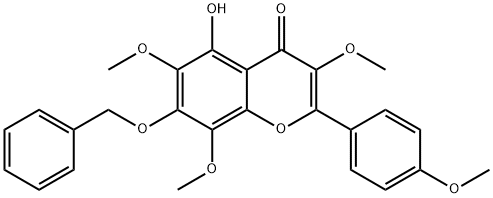 4H-1-Benzopyran-4-one, 5-hydroxy-3,6,8-trimethoxy-2-(4-methoxyphenyl)-7-(phenylmethoxy)- Struktur