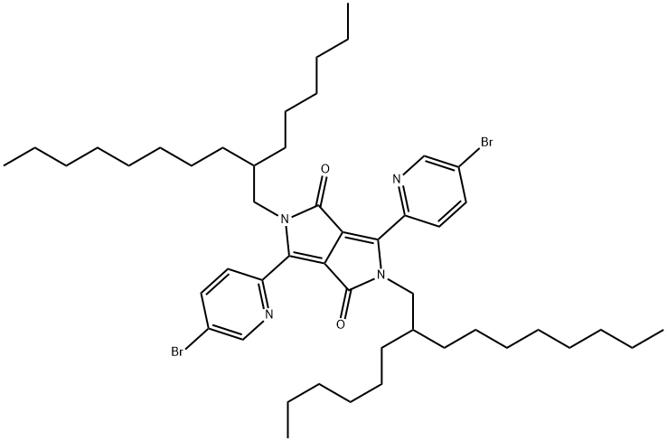 Pyrrolo[3,4-c]pyrrole-1,4-dione, 3,6-bis(5-bromo-2-pyridinyl)-2,5-bis(2-hexyldecyl)-2,5-dihydro- Struktur