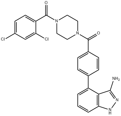 Methanone, [4-[4-(3-amino-1H-indazol-4-yl)benzoyl]-1-piperazinyl](2,4-dichlorophenyl)- Struktur