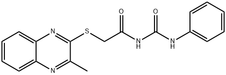 Acetamide, 2-[(3-methyl-2-quinoxalinyl)thio]-N-[(phenylamino)carbonyl]- Struktur