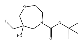 1,4-Oxazepine-4(5H)-carboxylic acid, 6-(fluoromethyl)tetrahydro-6-hydroxy-, 1,1-dimethylethyl ester Structure