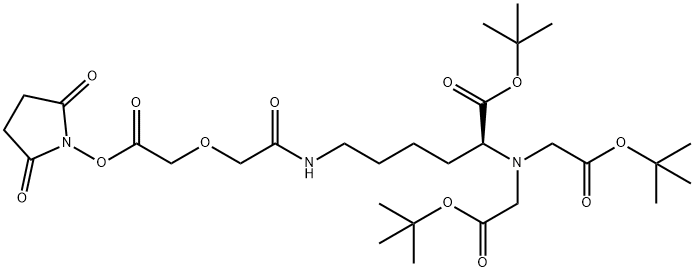 3,15-Dioxa-6,12-diazaheptadecanoic acid, 11-[(1,1-dimethylethoxy)carbonyl]-12-[2-(1,1-dimethylethoxy)-2-oxoethyl]-16,16-dimethyl-5,14-dioxo-, 2,5-dioxo-1-pyrrolidinyl ester, (11S)- Struktur