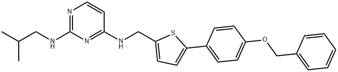 2,4-Pyrimidinediamine, N2-(2-methylpropyl)-N4-[[5-[4-(phenylmethoxy)phenyl]-2-thienyl]methyl]- Struktur