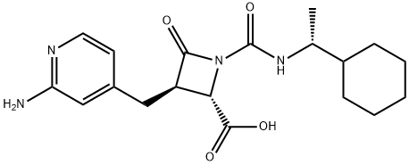 2-Azetidinecarboxylic acid, 3-[(2-amino-4-pyridinyl)methyl]-1-[[[(1R)-1-cyclohexylethyl]amino]carbonyl]-4-oxo-, (2S,3R)- Struktur