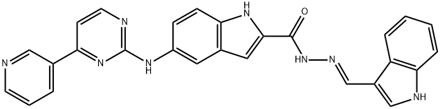 1H-Indole-2-carboxylic acid, 5-[[4-(3-pyridinyl)-2-pyrimidinyl]amino]-, (2E)-2-(1H-indol-3-ylmethylene)hydrazide|化合物 CDK9-IN-18