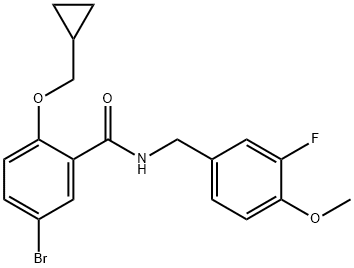 Benzamide, 5-bromo-2-(cyclopropylmethoxy)-N-[(3-fluoro-4-methoxyphenyl)methyl]- Struktur