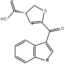 4-Thiazolecarboxylic acid, 4,5-dihydro-2-(1H-indol-3-ylcarbonyl)-, (4R)- Struktur