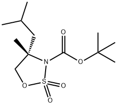 1,2,3-Oxathiazolidine-3-carboxylic acid, 4-methyl-4-(2-methylpropyl)-, 1,1-dimethylethyl ester, 2,2-dioxide, (4S)- Struktur