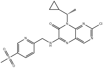 7(8H)-Pteridinone, 2-chloro-8-[(1S)-1-cyclopropylethyl]-6-[[[5-(methylsulfonyl)-2-pyridinyl]methyl]amino]- Struktur