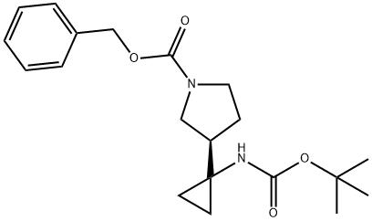 (3R)-1-benzyloxycarbonyl-3-[1-(tert-butoxycarbonylamino)cyclopropan-1-yl]pyrrolidine Struktur