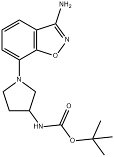 Carbamic acid, N-[1-(3-amino-1,2-benzisoxazol-7-yl)-3-pyrrolidinyl]-, 1,1-dimethylethyl ester Struktur