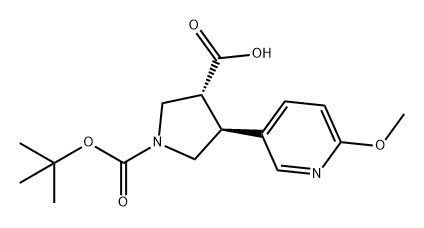 1,3-Pyrrolidinedicarboxylic acid, 4-(6-methoxy-3-pyridinyl)-, 1-(1,1-dimethylethyl) ester, (3R,4S)- Struktur