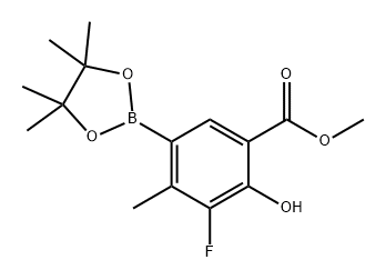 Benzoic acid, 3-fluoro-2-hydroxy-4-methyl-5-(4,4,5,5-tetramethyl-1,3,2-dioxaborolan-2-yl)-, methyl ester Struktur