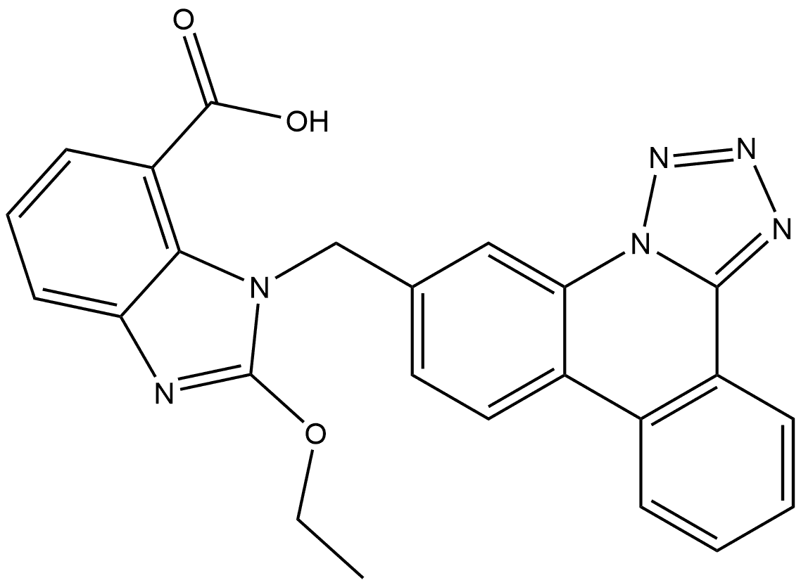 2-Ethoxy-1-(tetrazolo[1,5-f]phenanthridin-6-ylmethyl)-1H-benzimidazole-7-carboxylic acid Struktur