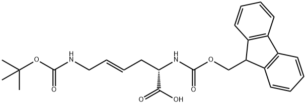 (2S,4E)-6-[[(1,1-Dimethylethoxy)carbonyl]amino]-2-[[(9H-fluoren-9-ylmethoxy)carbonyl]amino]-4-hexenoic acid Struktur