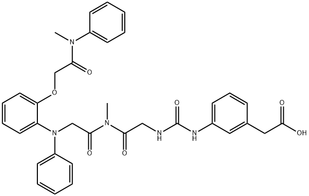 Glycinamide, N-[[[3-(carboxymethyl)phenyl]amino]carbonyl]glycyl-N-methyl-N2-[2-[2-(methylphenylamino)-2-oxoethoxy]phenyl]-N-phenyl- (9CI) Struktur