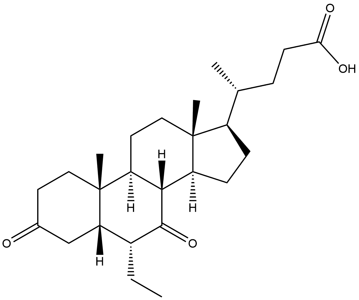 Cholan-24-oic acid, 6-ethyl-3,7-dioxo-, (5β,6α)- Struktur