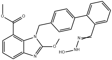 1H-Benzimidazole-7-carboxylic acid, 1-[[2'-[(hydroxyamino)iminomethyl][1,1'-biphenyl]-4-yl]methyl]-2-methoxy-, methyl ester Struktur