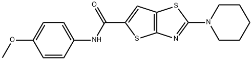 Thieno[2,3-d]thiazole-5-carboxamide, N-(4-methoxyphenyl)-2-(1-piperidinyl)- Struktur