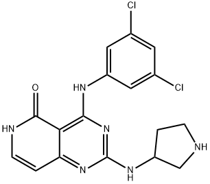 Pyrido[4,3-d]pyrimidin-5(6H)-one, 4-[(3,5-dichlorophenyl)amino]-2-(3-pyrrolidinylamino)- Struktur