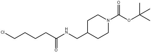 1-Piperidinecarboxylic acid, 4-[[(5-chloro-1-oxopentyl)amino]methyl]-, 1,1-dimethylethyl ester Struktur