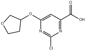 2-Chloro-6-[(tetrahydro-3-furanyl)oxy]-4-pyrimidinecarboxylic acid Struktur