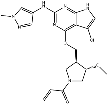 2-Propen-1-one, 1-[(3S,4S)-3-[[[5-chloro-2-[(1-methyl-1H-pyrazol-4-yl)amino]-7H-pyrrolo[2,3-d]pyrimidin-4-yl]oxy]methyl]-4-methoxy-1-pyrrolidinyl]- Struktur