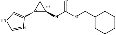 Carbamic acid, N-[(1R,2R)-2-(1H-imidazol-4-yl)cyclopropyl]-, cyclohexylmethyl ester, rel- Struktur