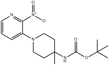 Carbamic acid, N-[4-methyl-1-(2-nitro-3-pyridinyl)-4-piperidinyl]-, 1,1-dimethylethyl ester Struktur